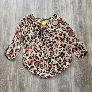 Maeve - 100% Silk Leopard Print Blouse - Size 0